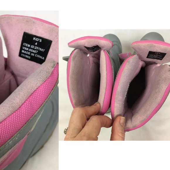SOLD LL Bean Snow Boots Youth Girls 4 Pink Gray - Picture 8 of 8